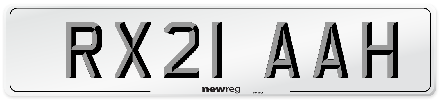 RX21 AAH Number Plate from New Reg